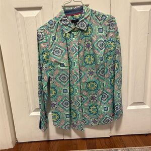 Talbots Women's Multicolor Geometric Button Down Shirt